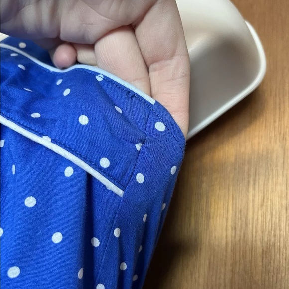 Hell Bunny Vixen Blue White Polka Dot Halter Swing Dress Size Large - Picture 11 of 16